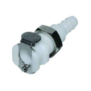 Quick-lock couplings with valve, PMC Series, Acetal