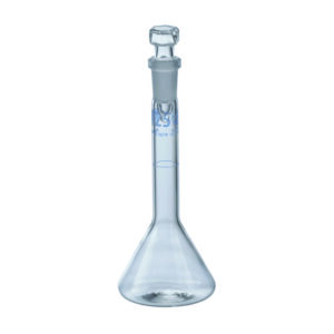 Volumetric trapezoidal flasks, DURAN®, class A, blue graduation, with glass stopper