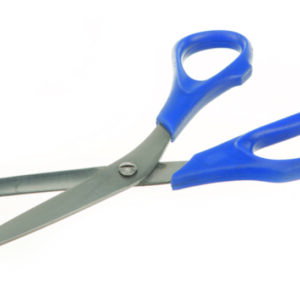 Laboratory scissors, stainless steel, with plastic handle