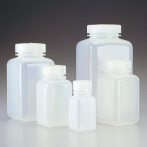 Square bottles, wide mouth Nalgene™, PPCO, with screw cap, PP