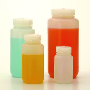 Wide-mouth bottles Nalgene™, fluorinated HDPE, with screw cap, fluorinated PP