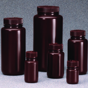 Wide-mouth bottle Nalgene™ Economy, HDPE, with screw cap, PP, brown