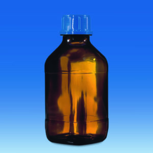 Square bottles, soda-lime glass, brown, with screw cap