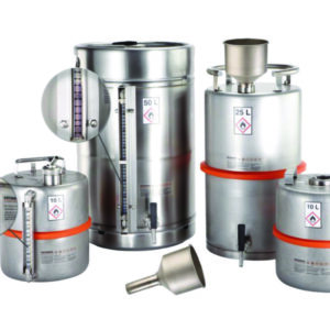 Safety barrels for solvents, with screw cap