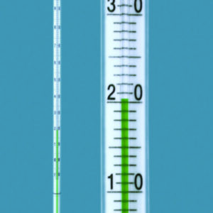 General purpose thermometer, enclosed-scale type, green filling