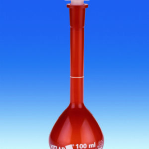 Volumetric flasks VITLAB® UV-protect, PMP, Class A with NS stoppers, PP