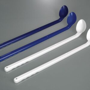 Disposable spoons, curved, long handle, PS, blue