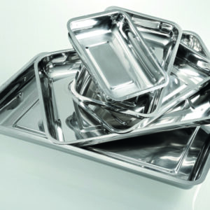 Trays, stainless steel, low form