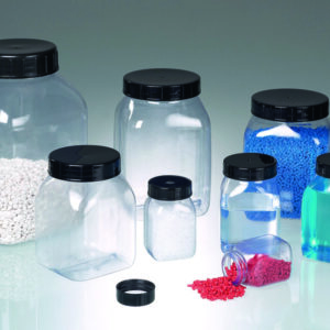 Square wide-mouth containers, PVC, transparent