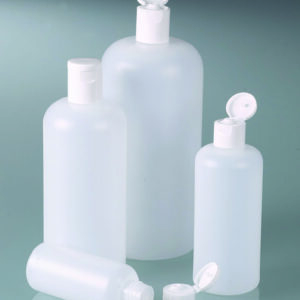 Round bottles, HDPE, with snap closure, PP