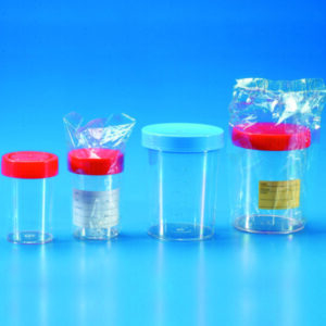 Sample containers, PS, with screw cap