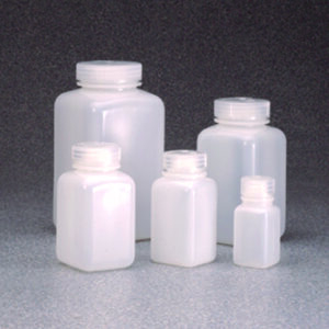 Square bottles, wide-mouth Nalgene™, HDPE