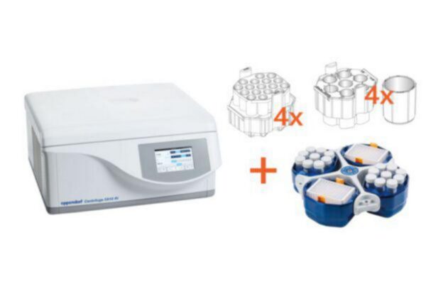 Benchtop centrifuges 5910 Ri (General Lab Product) with rotor S-4xUniversal, incl. universal buckets, adapters for tubes and bottles up to 250 ml and plates