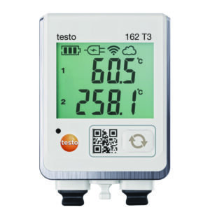 Online temperature data logger testo 162 T3, with two connections for TC temperature sensors