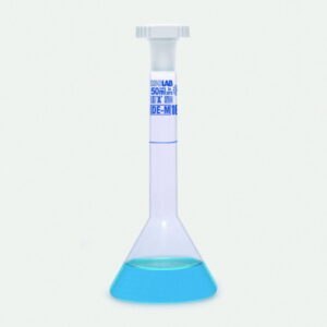 Volumetric trapezoidal flasks, Borosilicate glass 3.3, class A, blue graduated