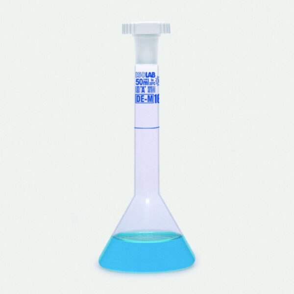 Volumetric trapezoidal flasks, Borosilicate glass 3.3, class A, blue graduated