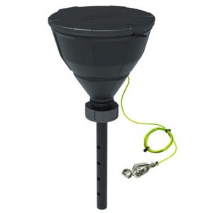 Safety funnel with ball valve, V2.0, HDPE, electrostatic conductive