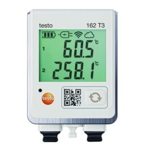 Online temperature data logger testo 162 T3, with two connections for TC temperature sensors