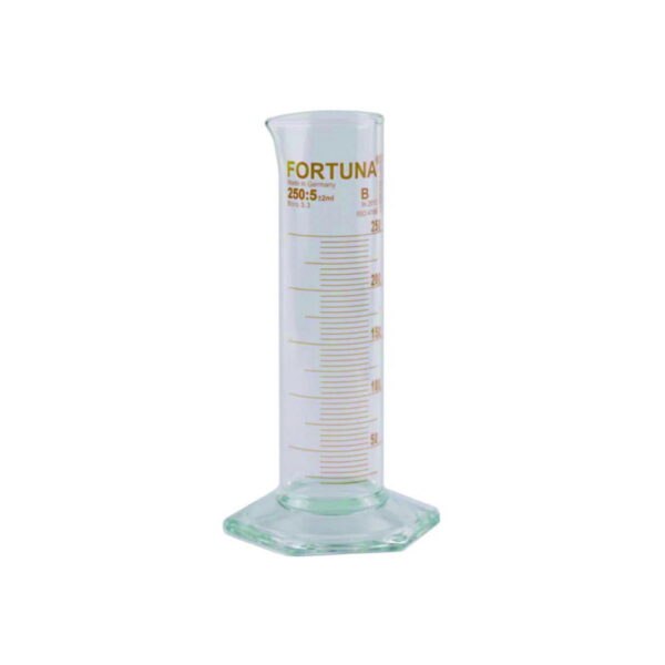 Measuring cylinders FORTUNA®, borosilicate glass 3.3, low form, class B, amber graduated