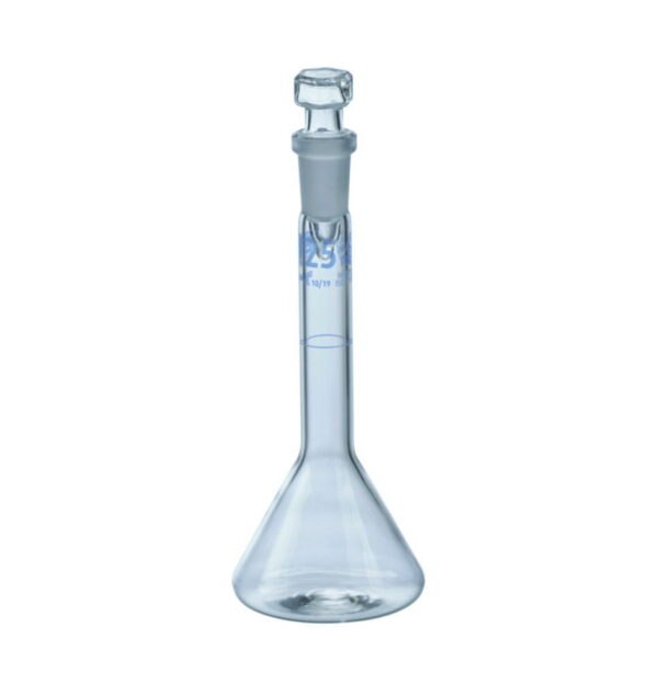 Volumetric trapezoidal flasks, DURAN®, class A, blue graduation, with glass stopper