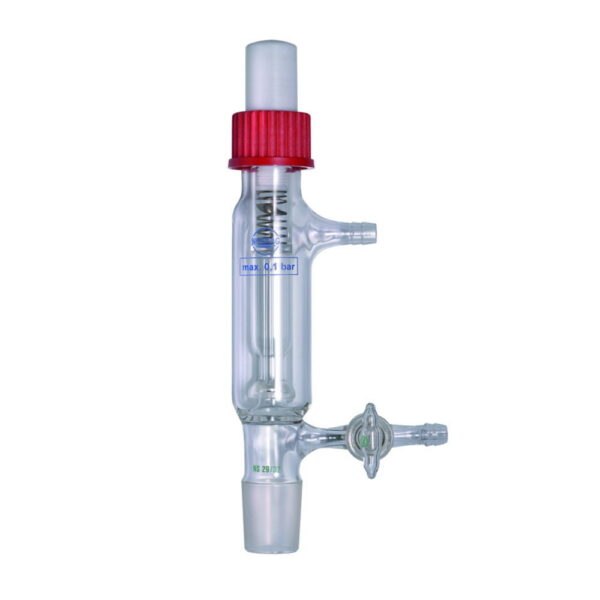 Safety / overpressure valves, with spring loaded spherical ground joint seal, with stopcock