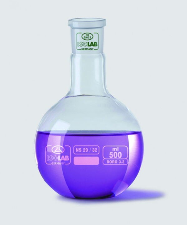 Flat bottom flasks, NS joint neck, borosilicate glass 3.3