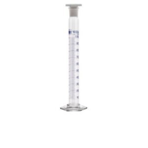 Mixing cylinders, DURAN®, class A, blue graduated, with PE stopper