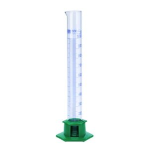 Measuring Cylinder with Plastic Socket, DURAN®, class B, Blue Graduation