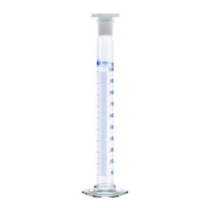 Mixing cylinders, DURAN®, class B, blue graduated, with PE stopper
