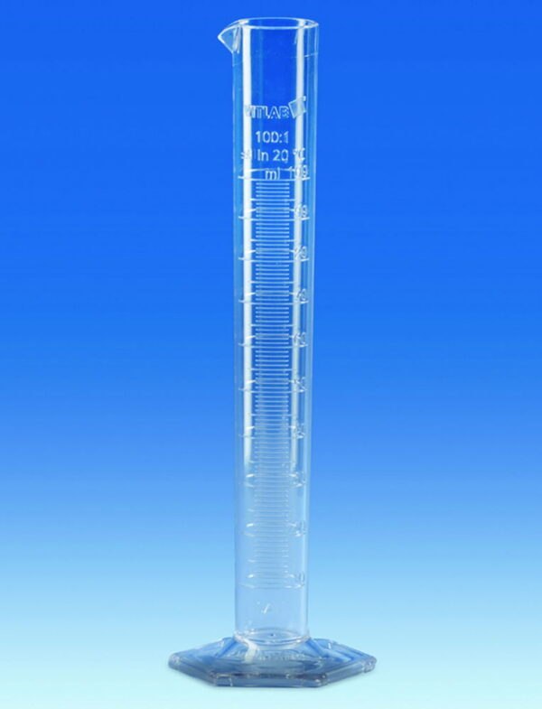 Measuring cylinders, SAN, tall form, class B, moulded graduations