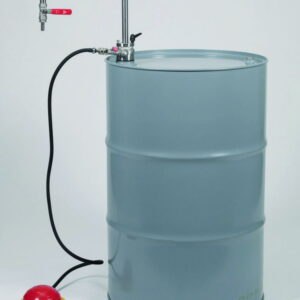 Solvent pump foot operated, with rigid angled tube