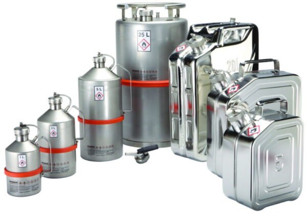 Safety transport canister for solvents, without pressure control valve