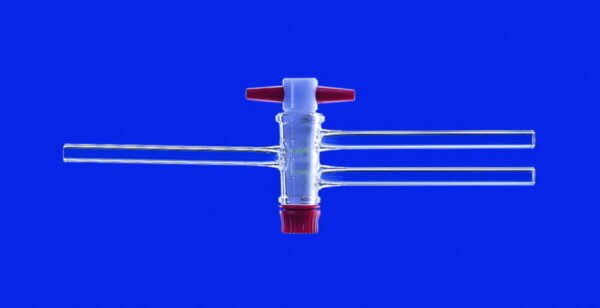 Two-way stopcocks with PTFE plug, borosilicate glass 3.3, with capillary side arms