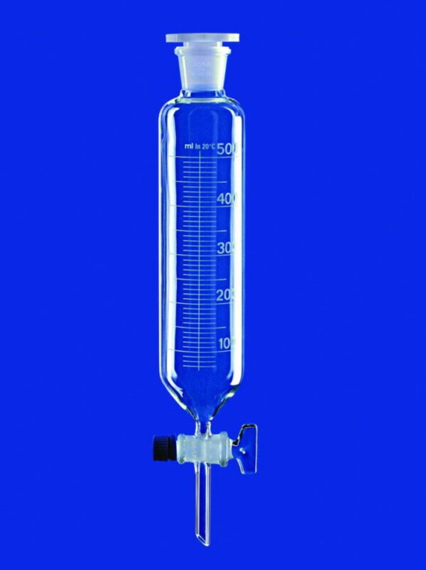 Separating funnels cylindrical, with glass plug, borosilicate glass 3.3