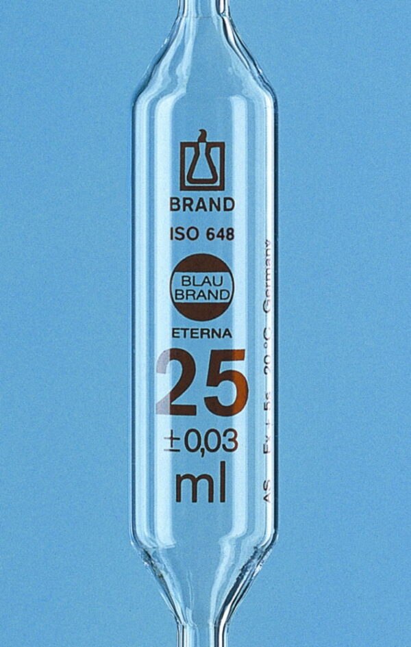 Volumetric pipettes, AR-glas®, class AS, 1 mark, amber graduation