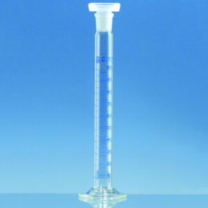 Mixing cylinders, boro 3.3, tall form, class A, blue graduated, with DAkkS calibration certificate