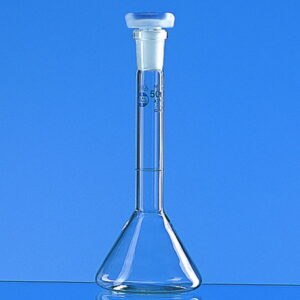 Volumetric trapezoidal flasks, boro 3.3, class A, blue graduations