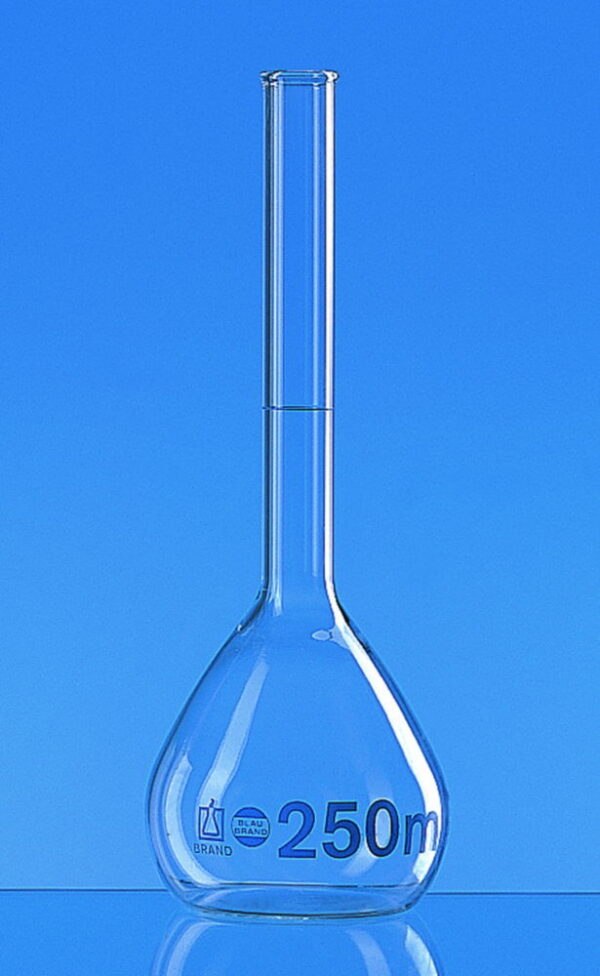 Volumetric flasks, boro 3.3, class A, with beaded rim, incl. ISO individual certificate