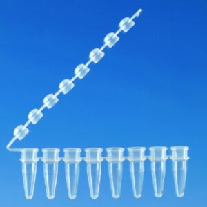 PCR tubes strips of 8, PP, with attached cap strips