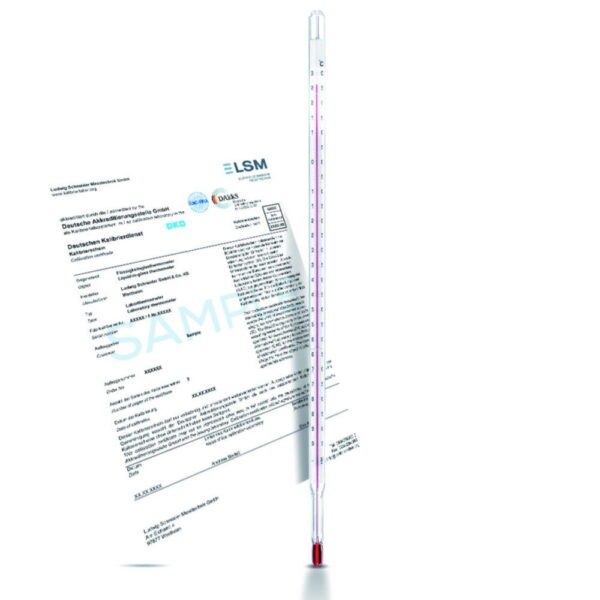 Precision thermometer, calibrated, enclosed form