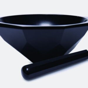 Mortar with pestle, agate stone