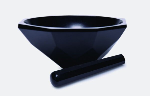 Mortar with pestle, agate stone