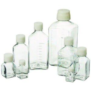 Media Bottles Nalgene™, PETG, square, with screw cap, HDPE
