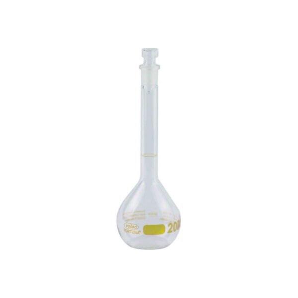 Volumetric Flasks Volac FORTUNA®, boro 3.3, class A, with glass stoppers, amber graduation