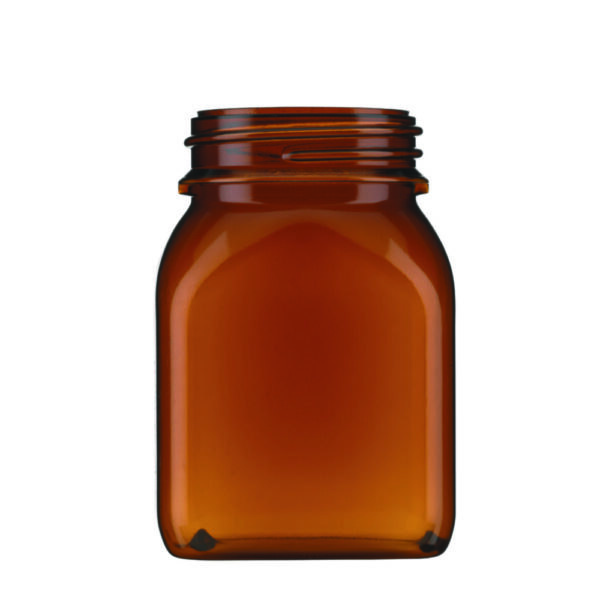 Square wide-mouth containers, without closure, series 310, PVC, brown