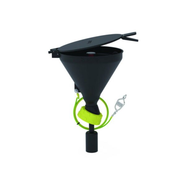Safety funnels 180, PE-EX, electrostatic conductive, with level indcator, with inclined connection