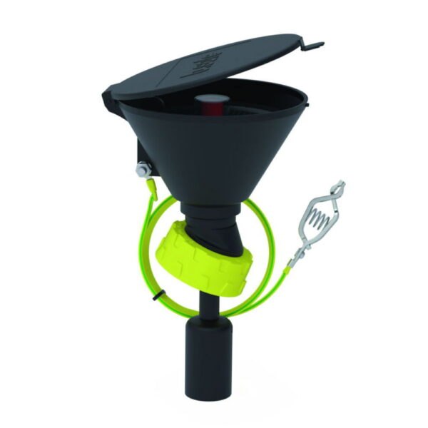 Safety funnels 130, PE-EX, electrostatic conductive, with level indcator, with inclined connection