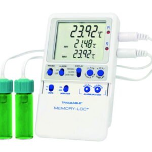 Temperature data logger Traceable® Memory-Loc™, with 2 vaccine bottle probes