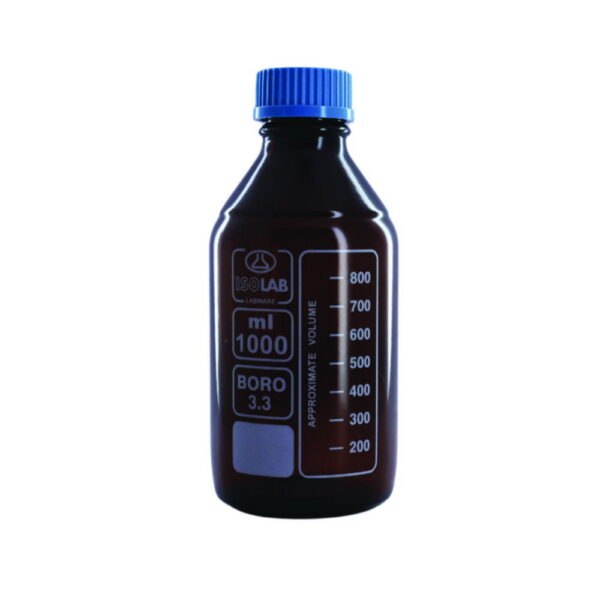 Laboratory bottles, borosilicate glass, coated, amber