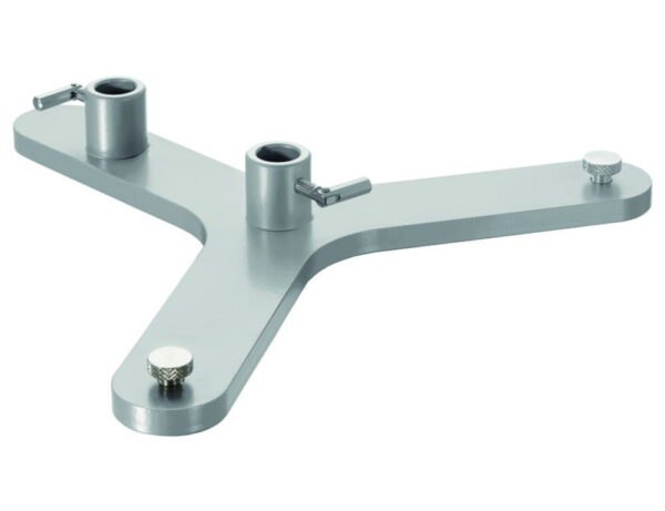 Retort stand base Duo, tripod pattern, with hinged screw, for 2 rods